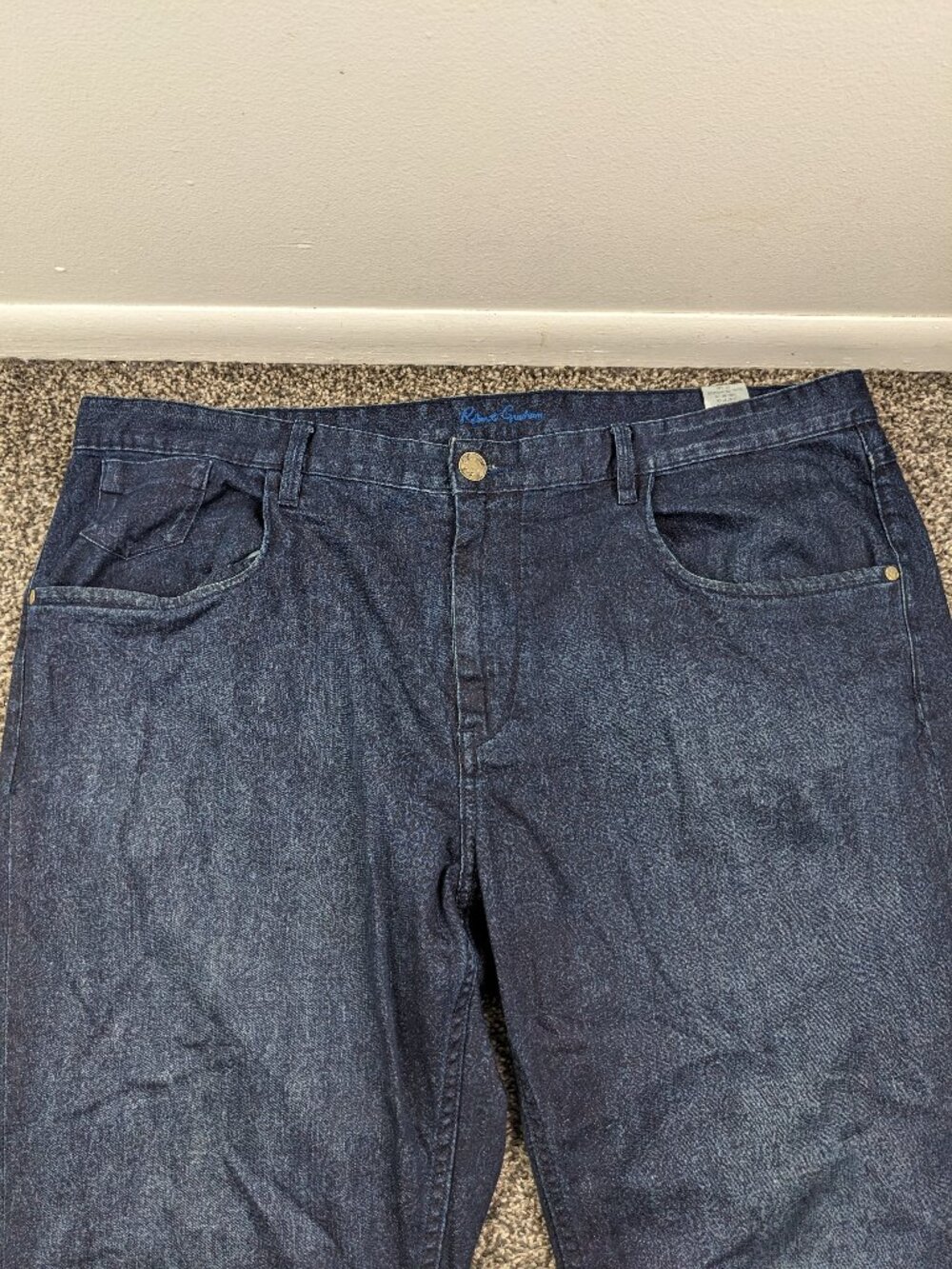 Robert Graham Jeans Paisley Mens 42x34 Yates Classic Fit Dark Wash Blue Stretch